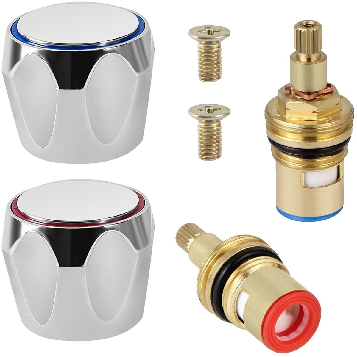 Cosensi - Waterkraan Onderdelen - 2 Stuks - Keramisch en Messing - Vervangingsonderdelen - Geschikt voor Badkamer en Keuken - 1/2 Inch