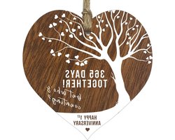 Stuff4 1e trouwdag houten hartplaat, donker houten bord aandenken, vieren papier verjaardag vrouw man Boyfreind vriendin mama of papa, plaquette met citaten geschenken van de kinderen