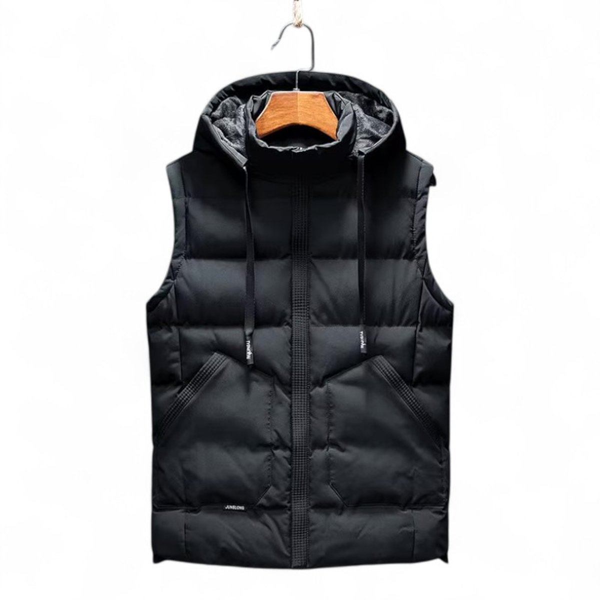 Heren Bodywarmer met Capuchon Gewatteerd Winter Vest Warm Zwart