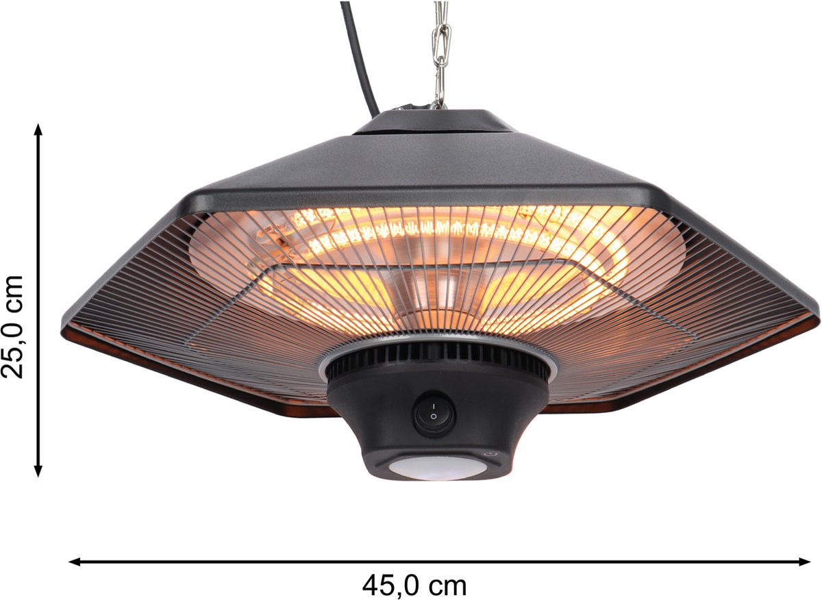 Fullcomfort - I-Red Infrarood terrasheater Heat & Light - Terrasverwarmer hangend - 800W/1200W/2000W - Optionele verlichting - met afstandsbediening – foto 6