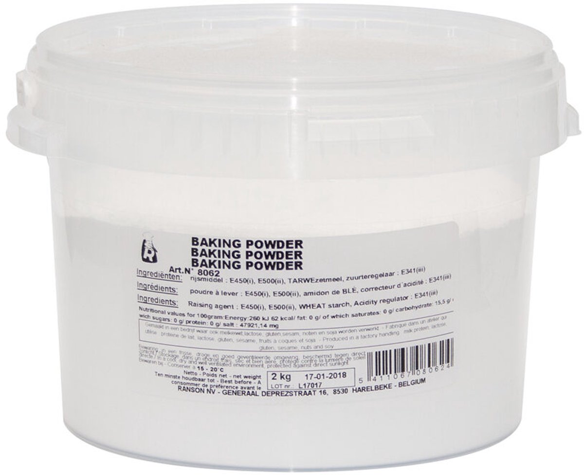 Ranson - Bakpoeder 2 KG - bakken - bakingsoda - cake- koeken - taartbodem emmer 2 KG