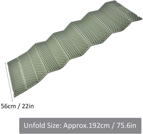 Schuimmat Opvouwbaar - Fitnessmat Yogamat - Outdoor Activiteiten - Eiercel Vorm - 192 x 56 cm - Leger Groen — afbeelding 5