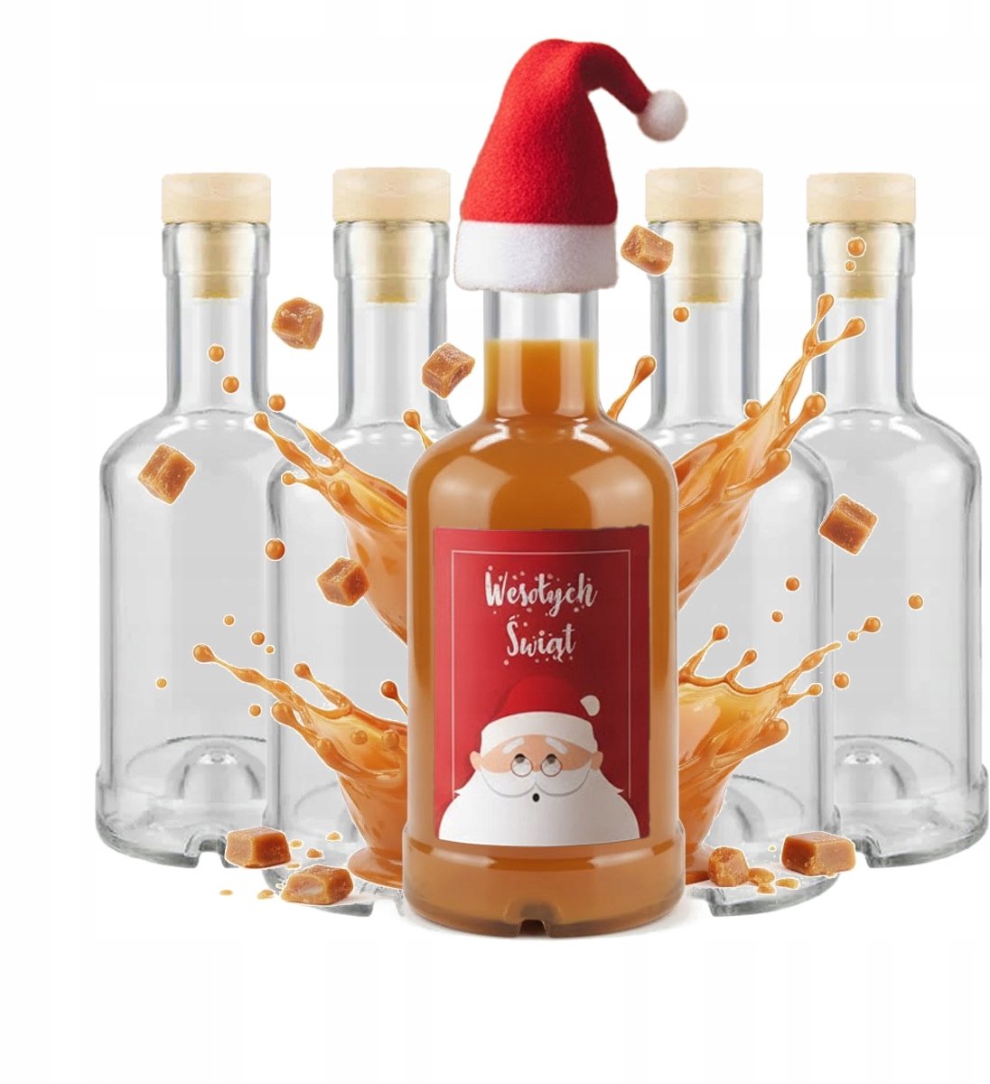 Bimberek - Cadeau Fles - 250 ml - Etykieta - Czapka Mikołaja