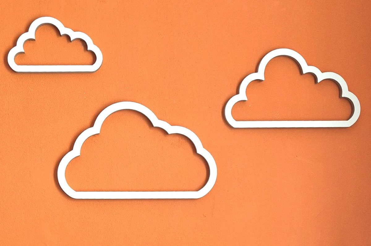 Moliland - Set van Ajourwolken Wanddecoratie - 3 Stuks - Minimalistisch Design - Scandinavisch Stijl