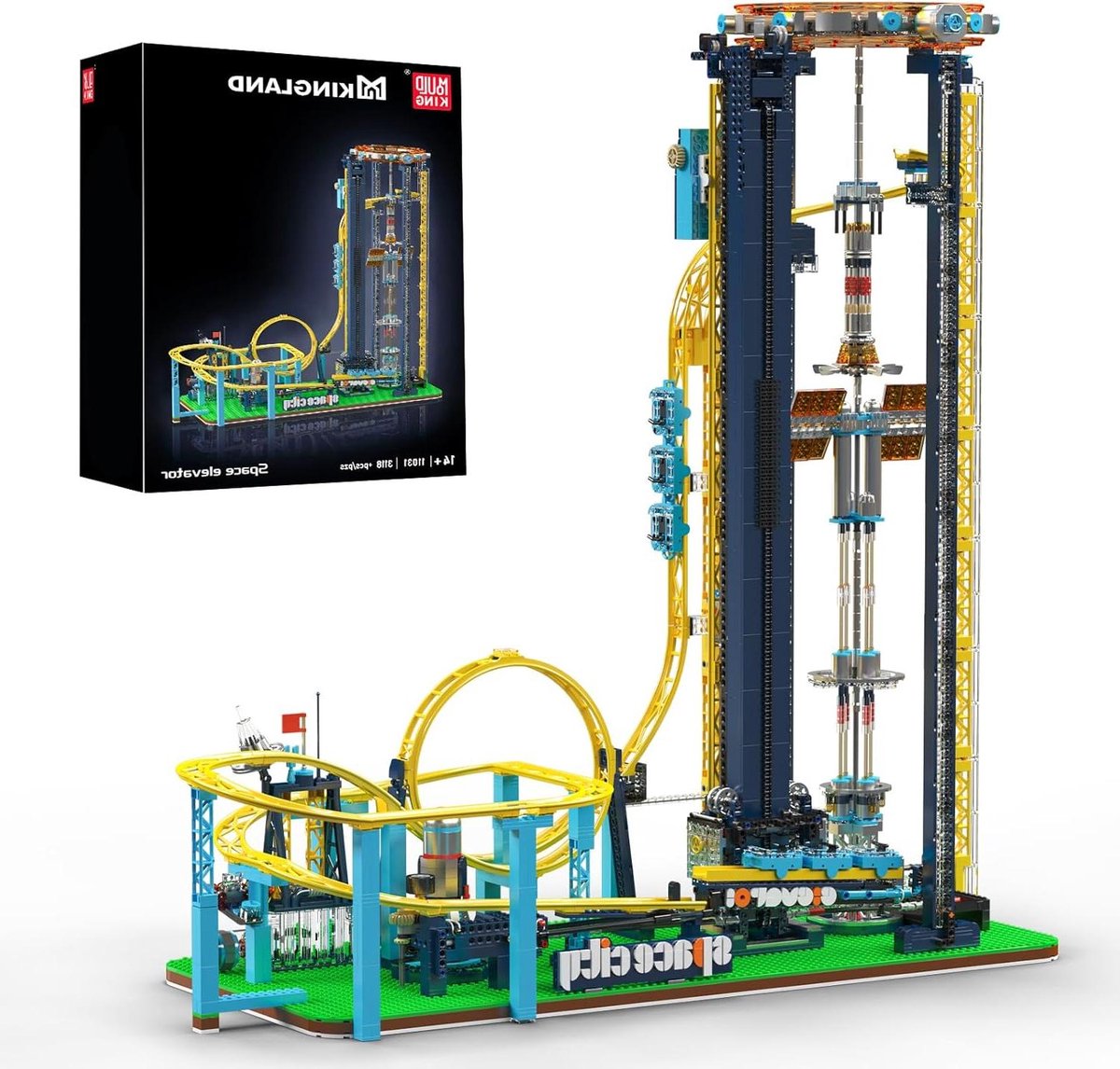 Space Elevator Achtbaan - Ruimtelift Model - Technisch Bouwen - Met Motoren - 3118 Delen - Grijs