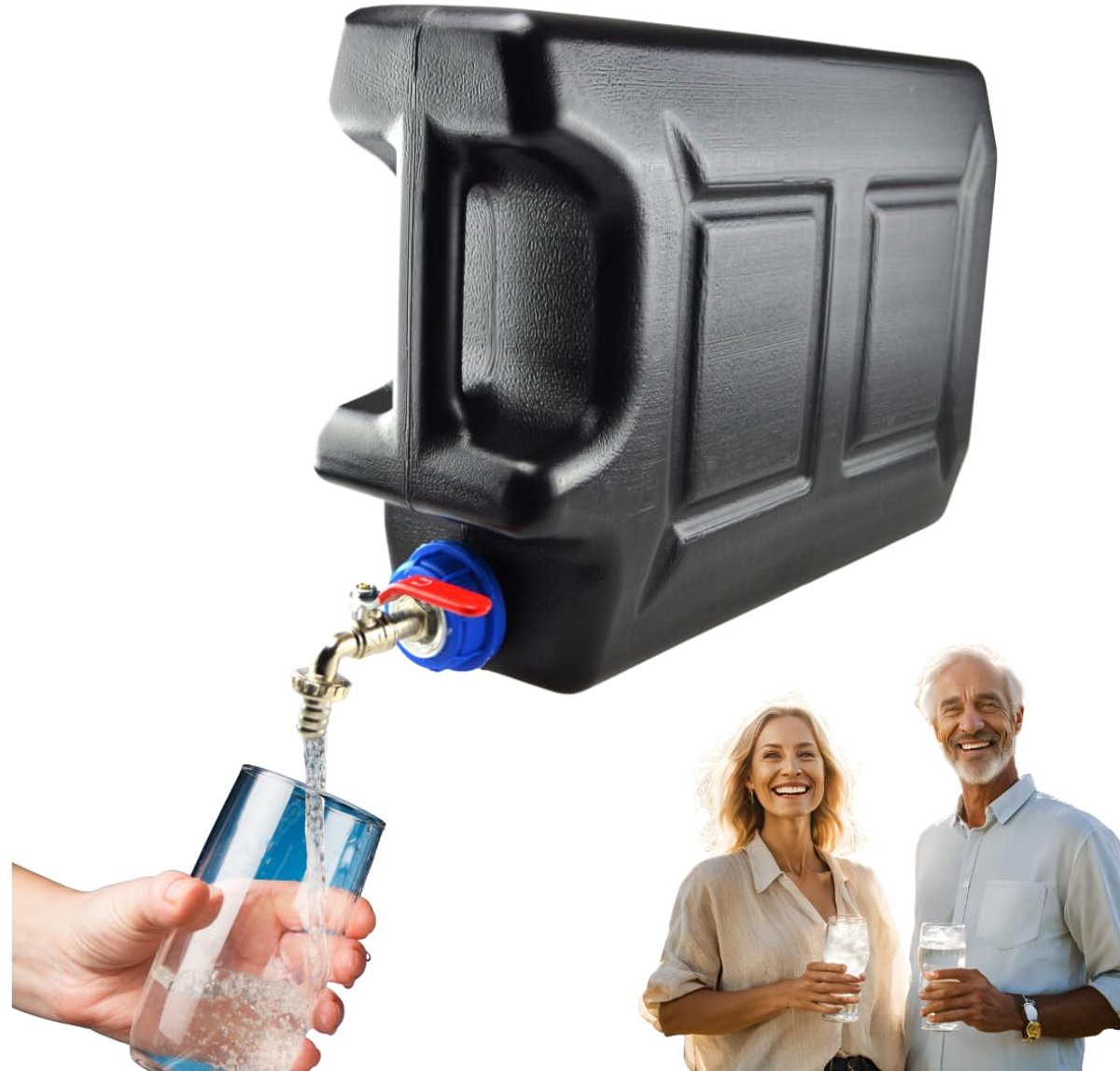 Anwicar Jerrycan voor Water - 20 L - Watercontainer met Kraantje en Dop - Waterdispenser Camping - Zwart