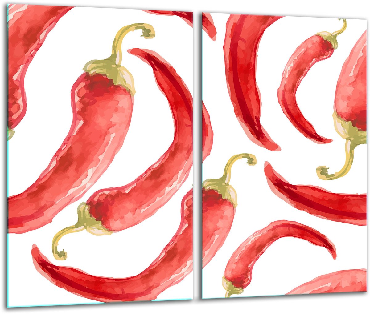TMK ArtDeko Serie - Snijplank van Glas - 30x52cm - Kleurrijk Design - Paprika