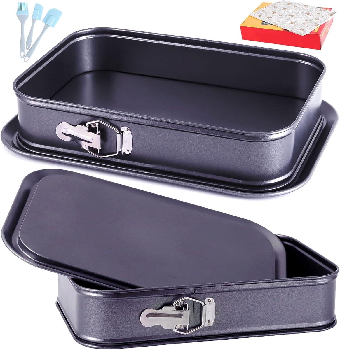 Springvorm Taartvorm - Cheesecake Pan Tiramisu - Bakken Desserts Taarten - Lekvrije Carbon Staal - 35.5 x 28.5 cm - Zwart