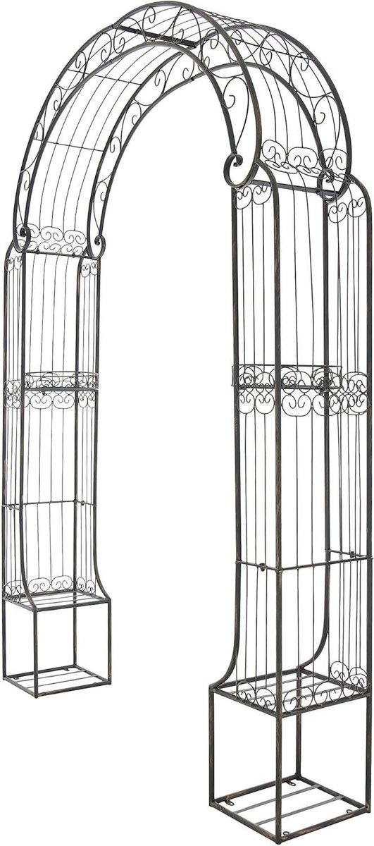 Rozenboog Metaal - Klimplantsteun Boog - Tuin Decoratie - Handgemaakt Stevig Metaal - 2395 cm Hoog - Brons