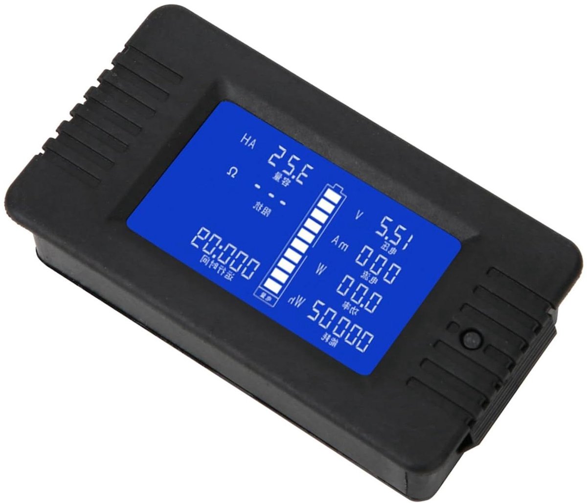 Batterijmonitor - Stroomtester Capaciteit - Batterij Conditie Meten - Volledige Visualisatie LCD - 0-200V 0-300A - Zwart