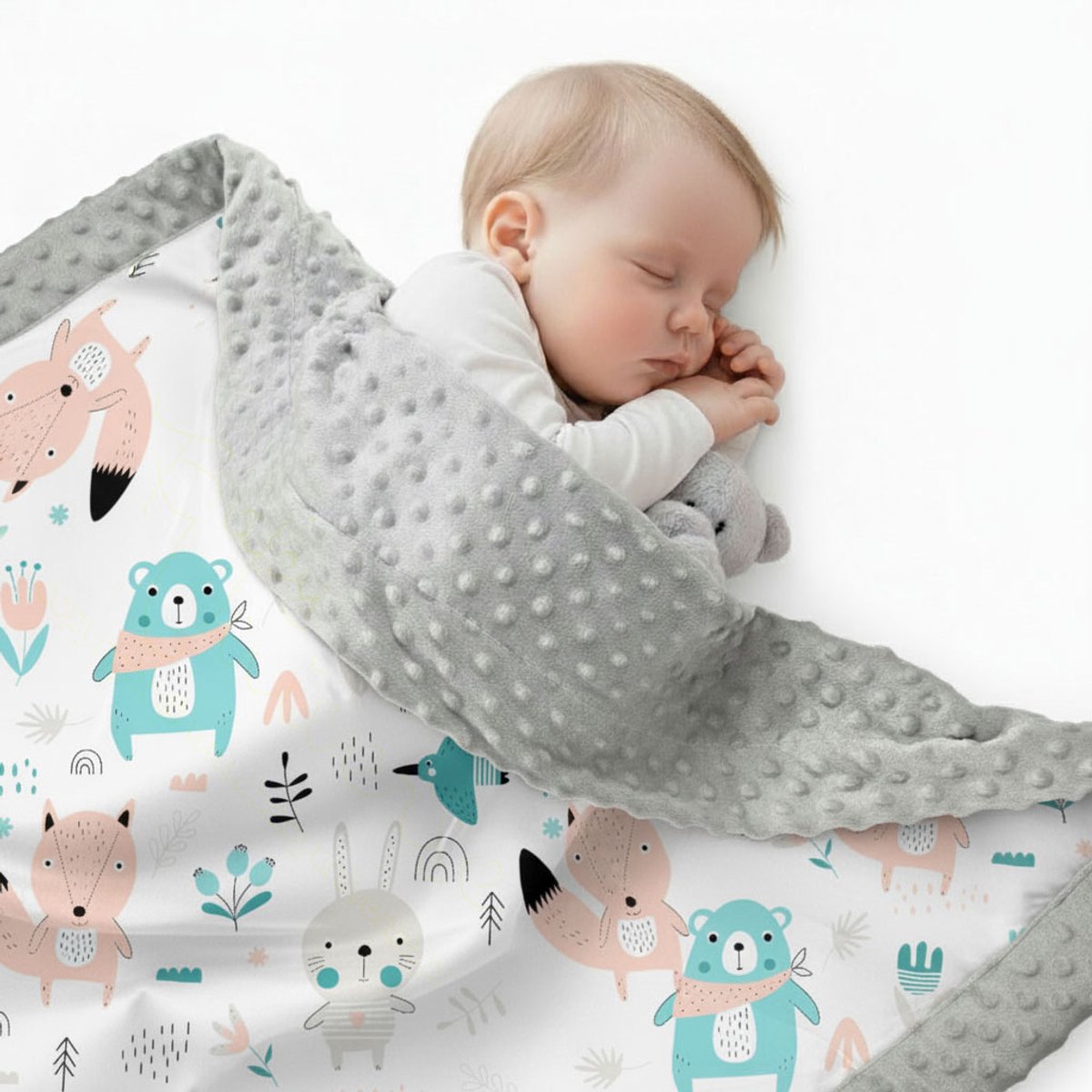 BabyUniverse - Babydekbed - 75x50cm - Pastel Dieren - Minky
