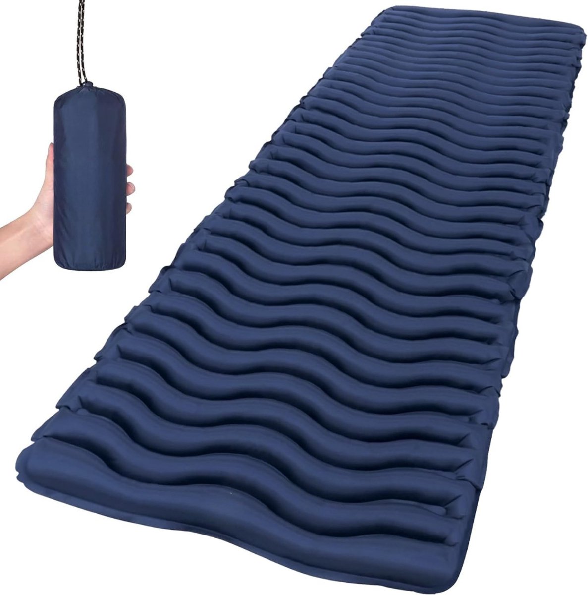 Camping Matras met Kussen - Opvouwbaar Matras - Vouwmatras - Camping Matje - Slaapmat - Logeer Matras - Luchtmatras - Kampeer Matras - Camping Bedje - TPU - Tot 200 kg - 18.8 cm - Marine - van Imperatoris