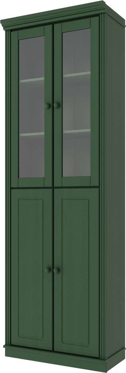 Anita- Boekenkast 2 Glass2 Wooddoors Green