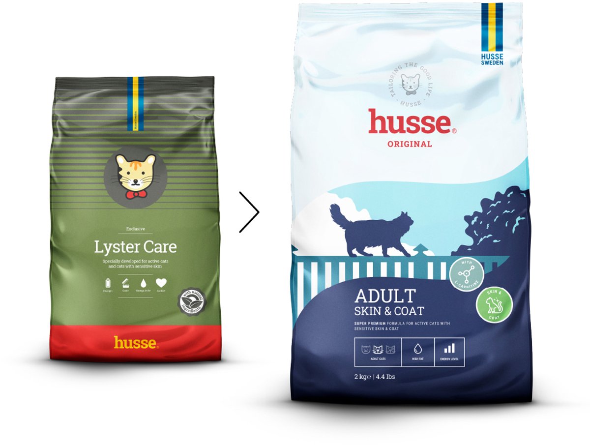 Husse Exclusive Lyster Care - Kattenvoer Droog, Kattenbrokken Droogvoer, Kattenvoeding Dieetvoer - 2 kg