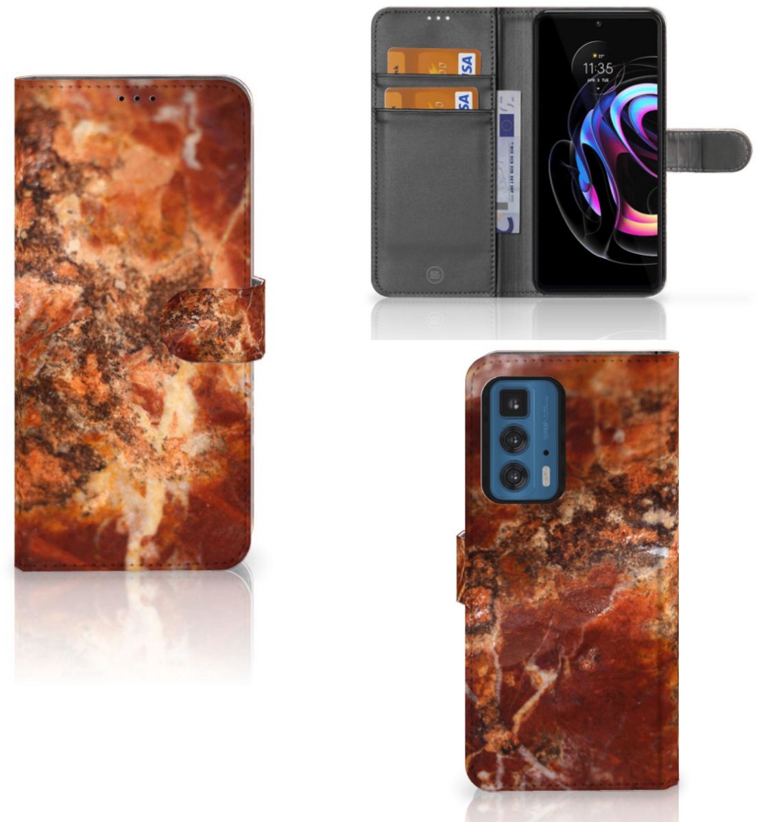 Motorola Edge 20 Pro Bookcase Marmer Bruin