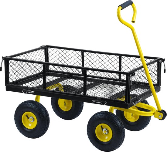 Bolderkar Tuinwagen - Handwagen Transportkar - Zwaar Werk Buiten - 350 kg Draagkracht - 75 liter Inhoud - Zwart Geel van Bolderkar — afbeelding 5