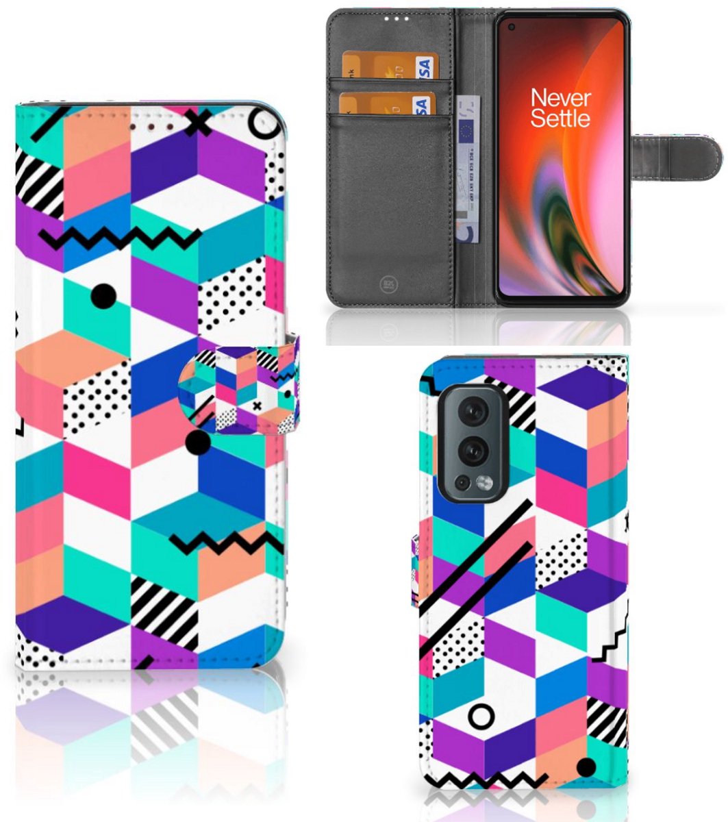 OnePlus Nord 2 5G Book Case Blokken Kleurrijk
