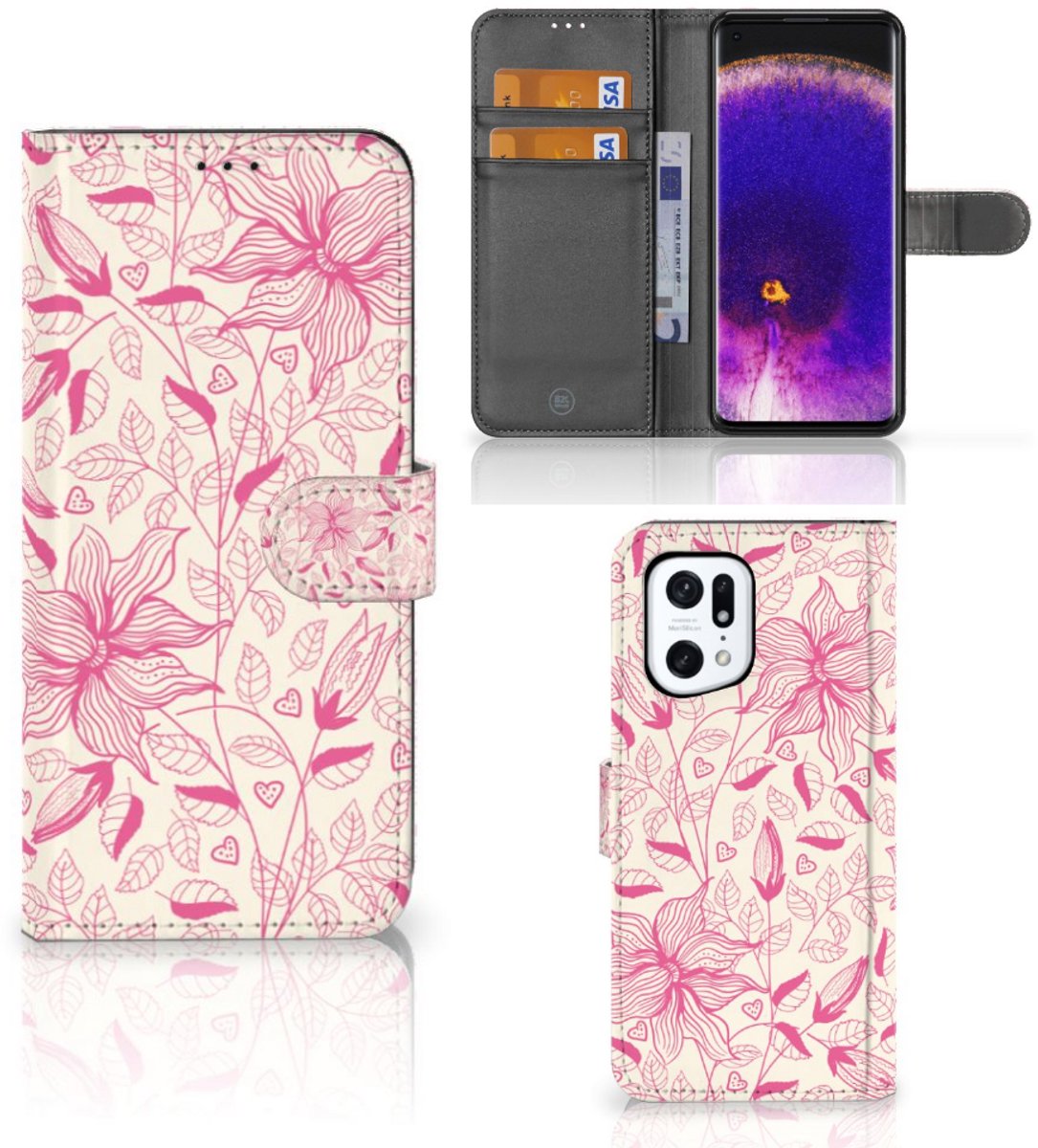 OPPO Find X5 Pro Hoesje Pink Flowers