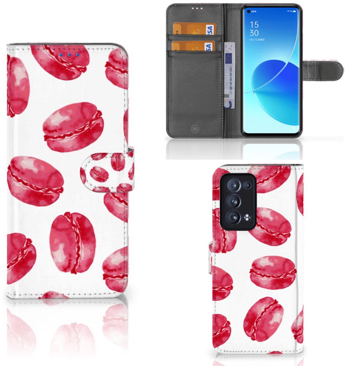 OPPO Reno 6 Pro Plus 5G Book Cover Pink Macarons