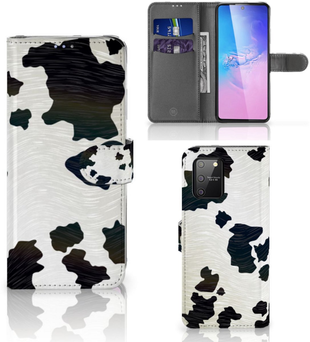 Samsung S10 Lite Telefoonhoesje met Pasjes Koeienvlekken