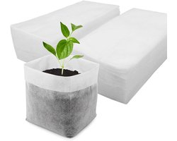 100 stuks plantenzakken, vlies-kweekzakken, zaailingzakken, plantenpotten, biologisch afbreekbaar, voor het kweken van groenten, bloemen, fruit, planten, kwekerij (20 x 20 cm vouw)
