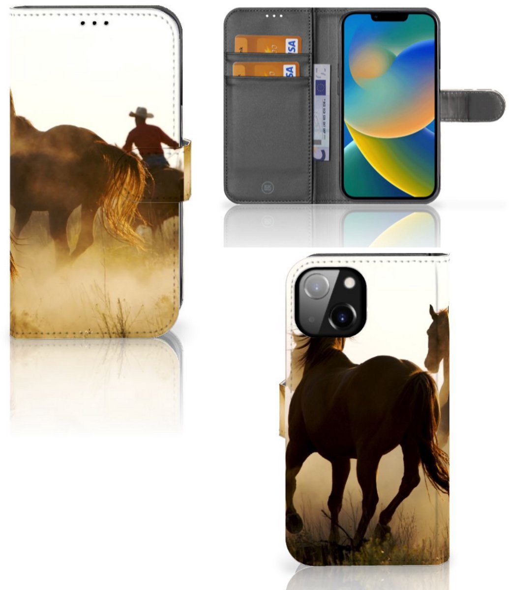 Apple iPhone 14 Telefoonhoesje met Pasjes Design Cowboy