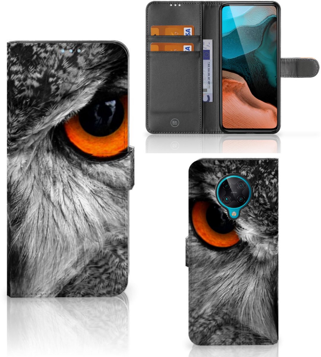 Xiaomi Poco F2 Pro Telefoonhoesje met Pasjes Uil