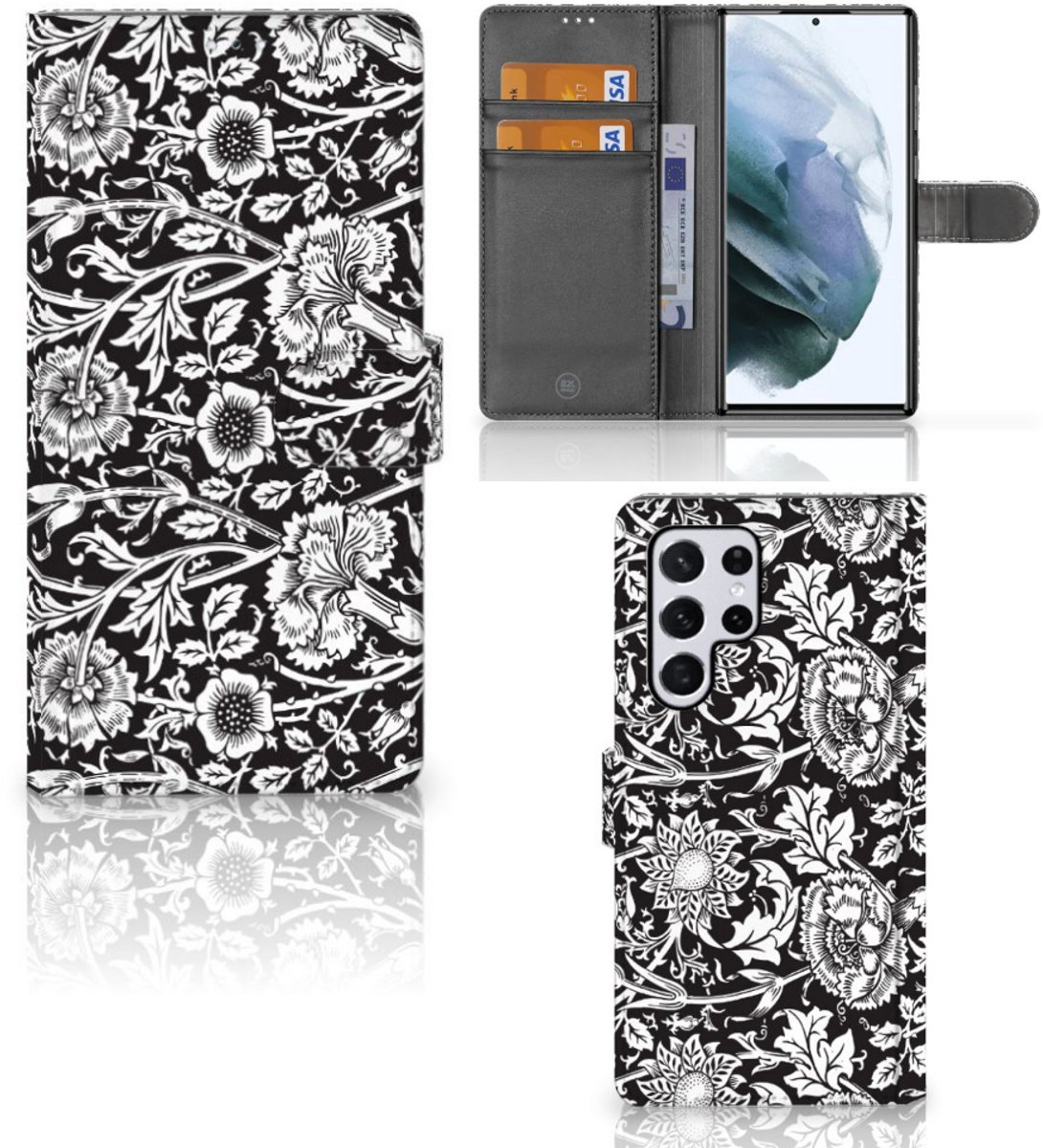 Samsung Galaxy S22 Ultra Hoesje Black Flowers