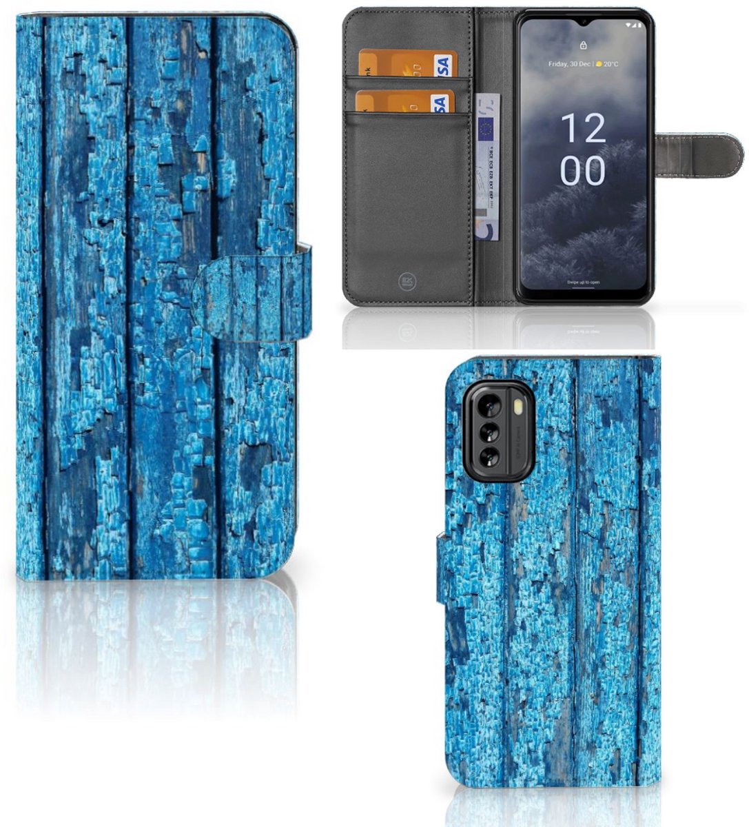 Nokia G60 Book Style Case Wood Blue