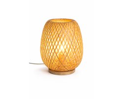 Bamboe Tafellamp met Lichtspel – Hue Glow Shade – Handgemaakt – 30 cm – Incl. snoer en fitting – Sfeerlamp Boho / Japandi