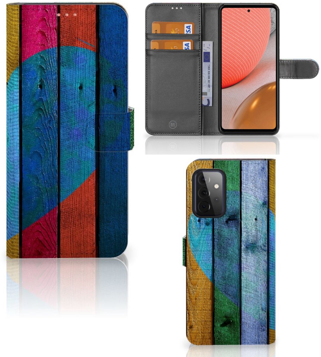 Samsung Galaxy A72 Book Style Case Wood Heart - Cadeau voor je Vriend