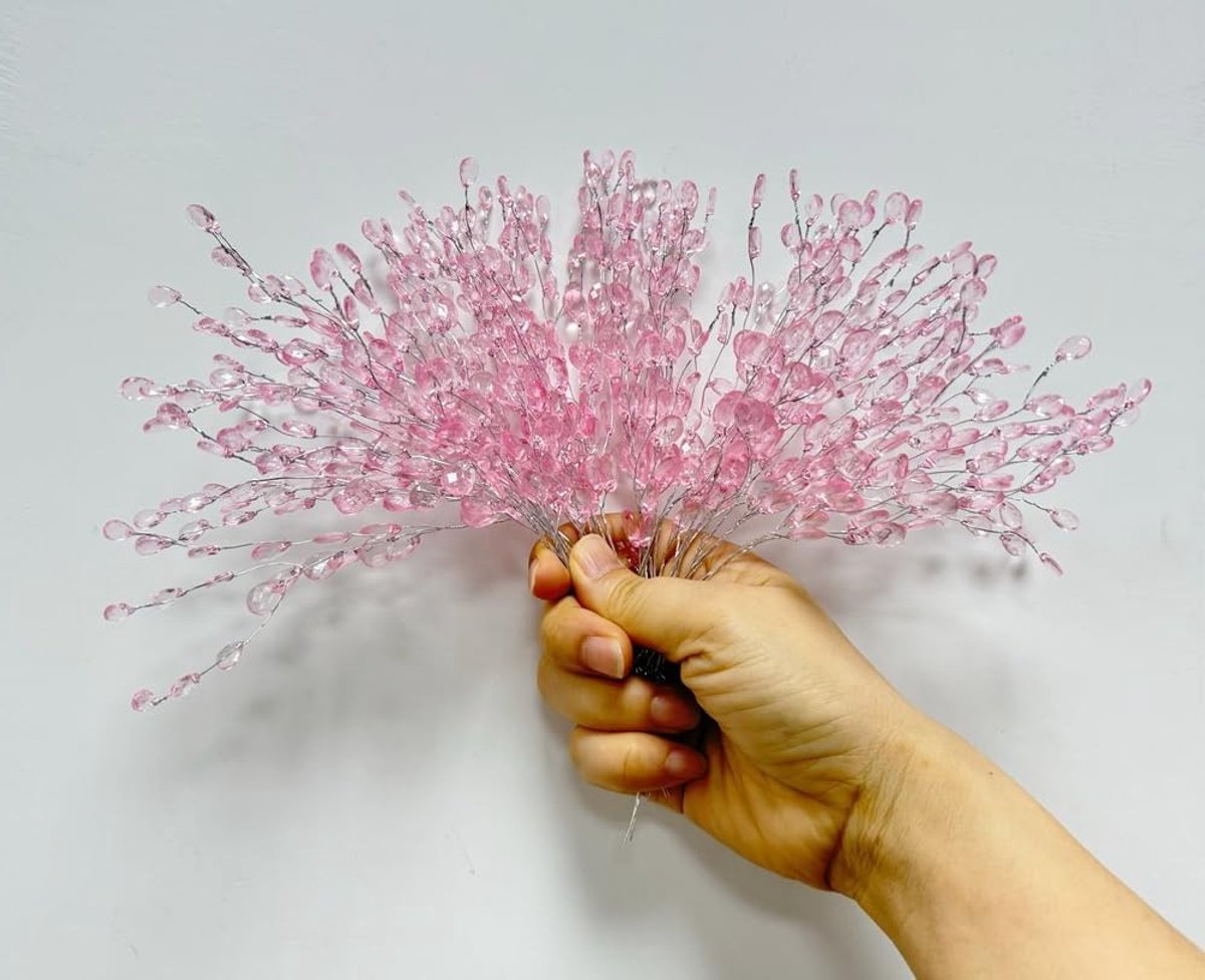 30 Stuks Acrylaat Kralen en Zachte Stelen Bloem Picks, 17cm Kunstbloemen Bessen Takken voor Kransen, Armbanden en Bruidsaccessoires Decoratie