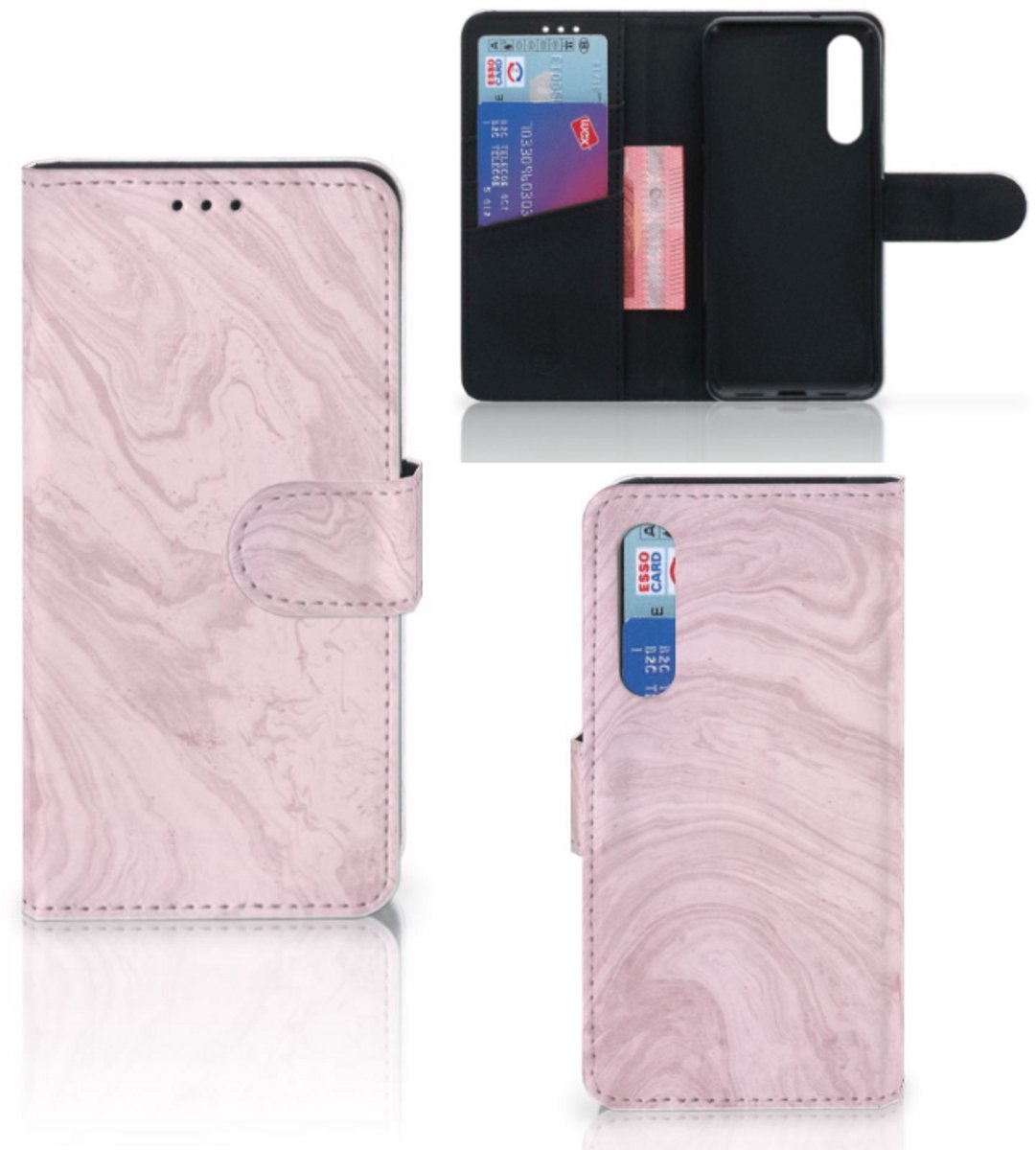 Xiaomi Mi 9 SE Bookcase Marble Pink - Origineel Cadeau Vriendin