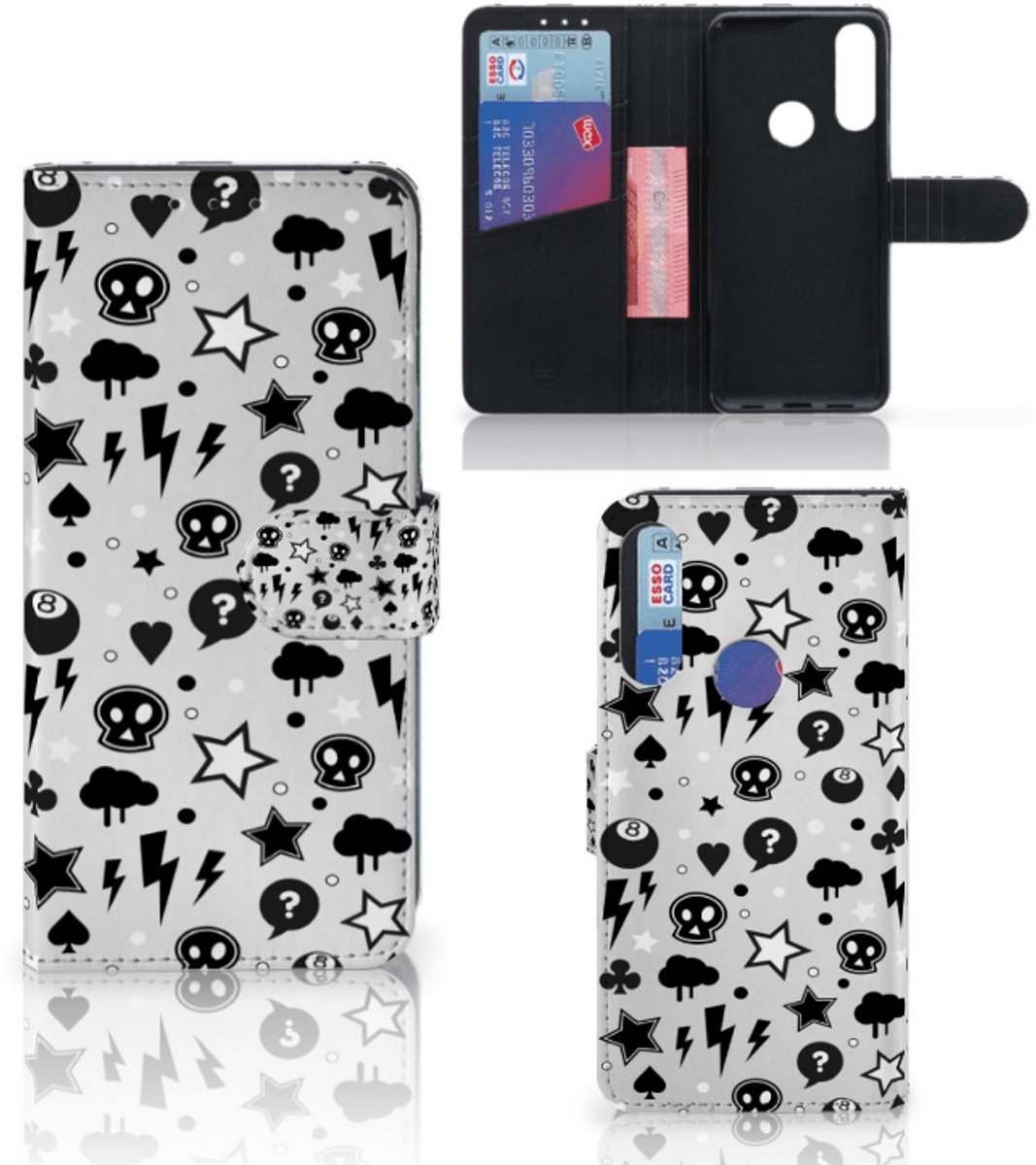 Book Case voor Telefoonhoesje met Naam Alcatel 1S 2020 Silver Punk