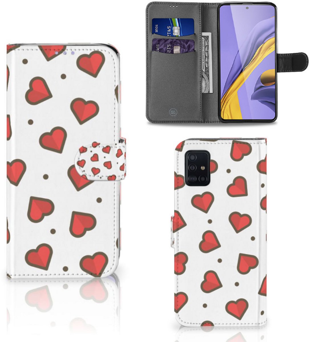 Boekhoesje voor Samsung Galaxy A51 Telefoon Hoesje Hearts