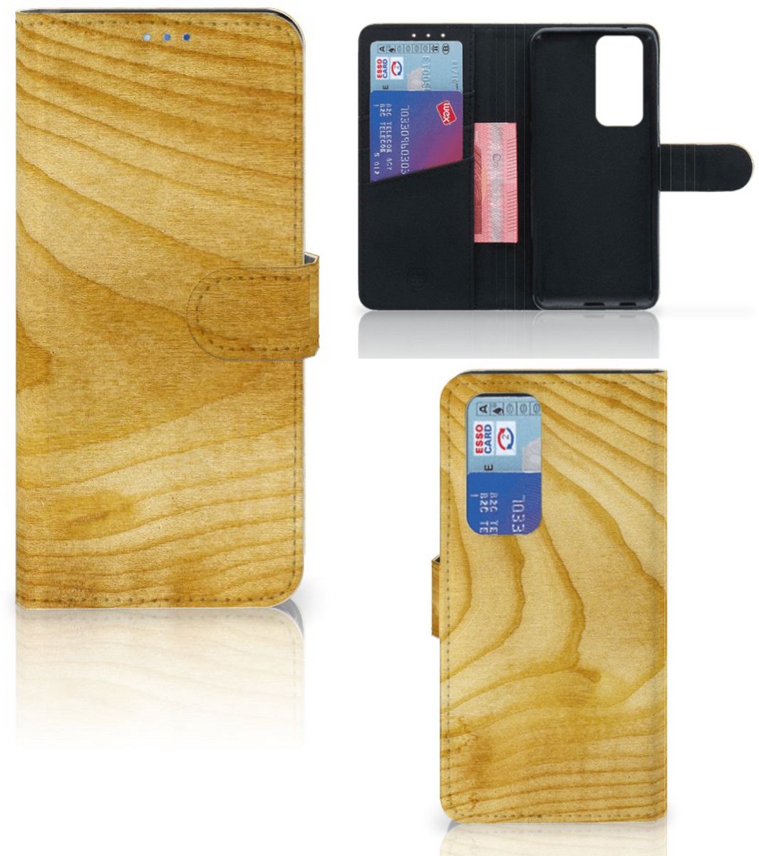 Book Case voor OPPO Find X3 Neo 5G Book Style Case Licht Hout