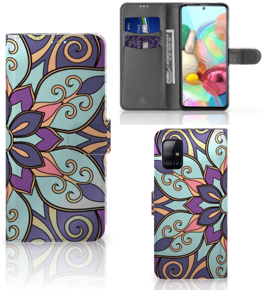 Samsung Galaxy A71 Hoesje Purple Flower