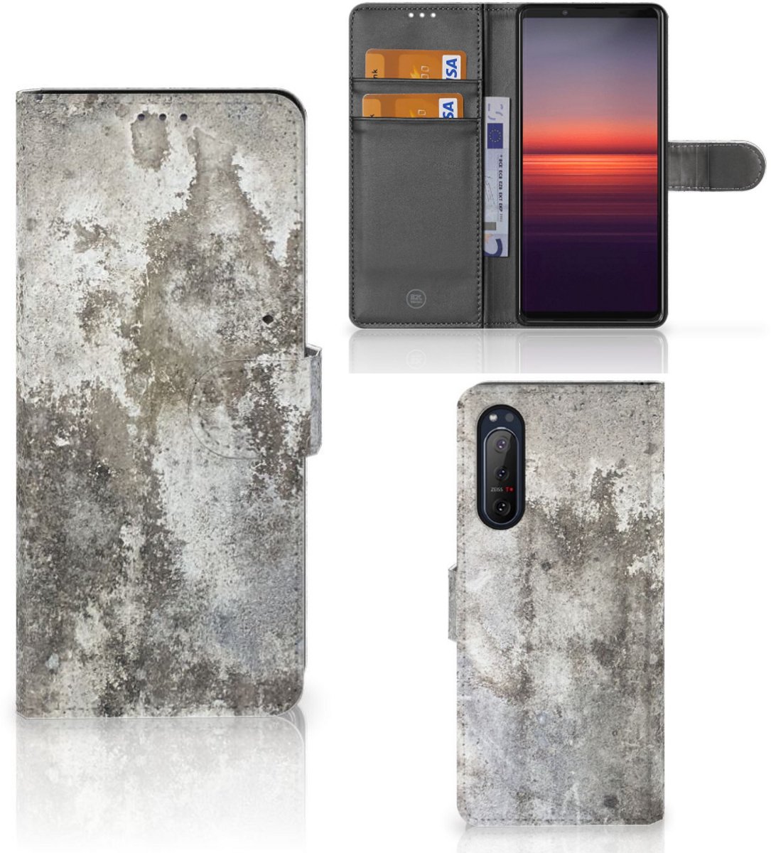 Sony Xperia 5II Bookcase Beton Print