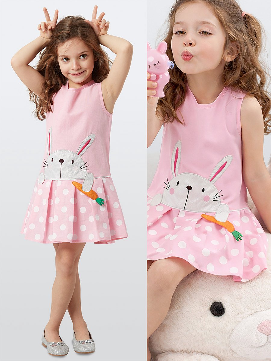 Denokids CFF-19Y1-083 Roze Meisjesjurk met Konijnenprint116