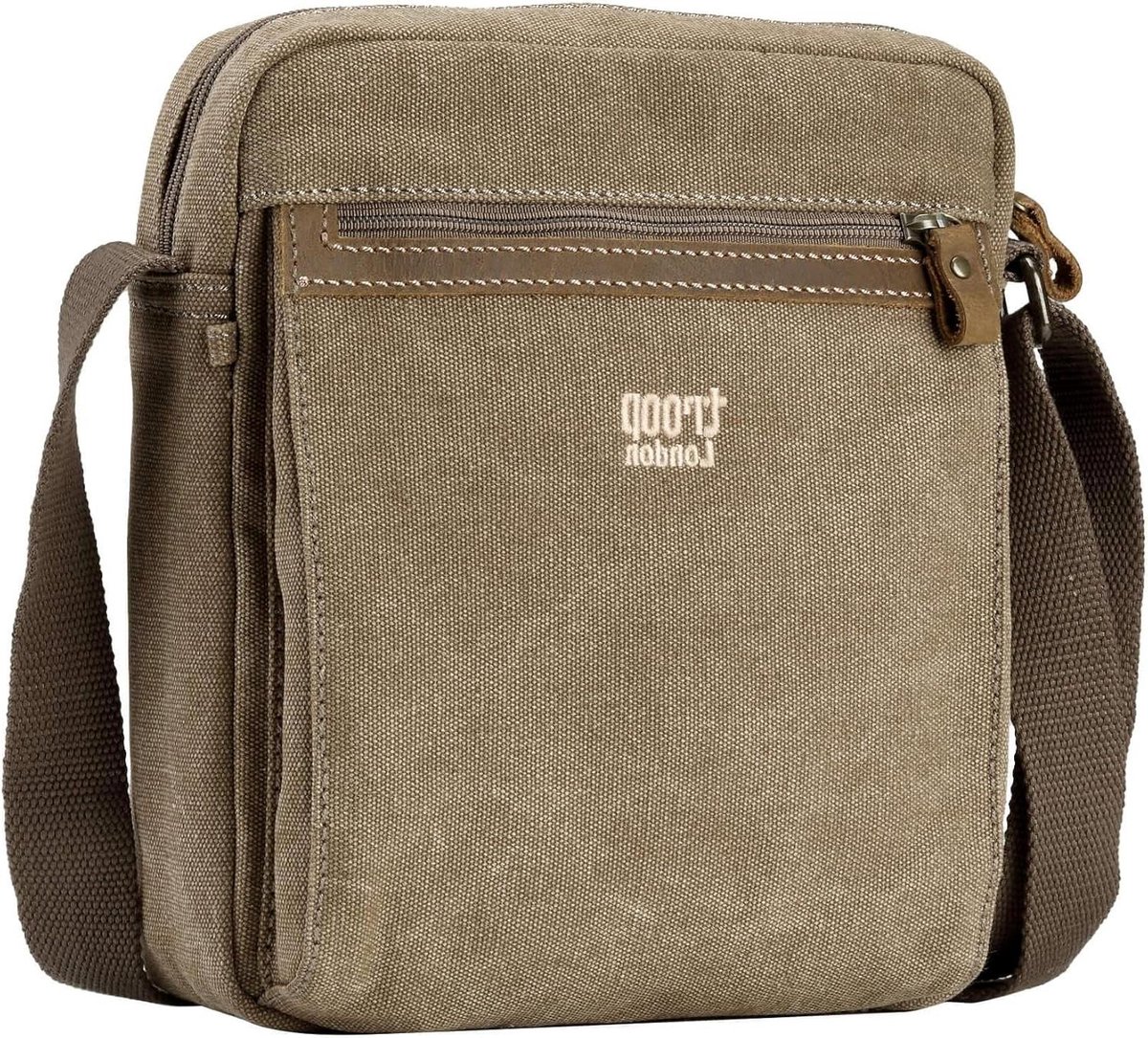 Schoudertas - Crossbody tas - Dagelijks gebruik - Natuurlijk katoen met leer - 21 x 9 x 26 cm - Bruin
