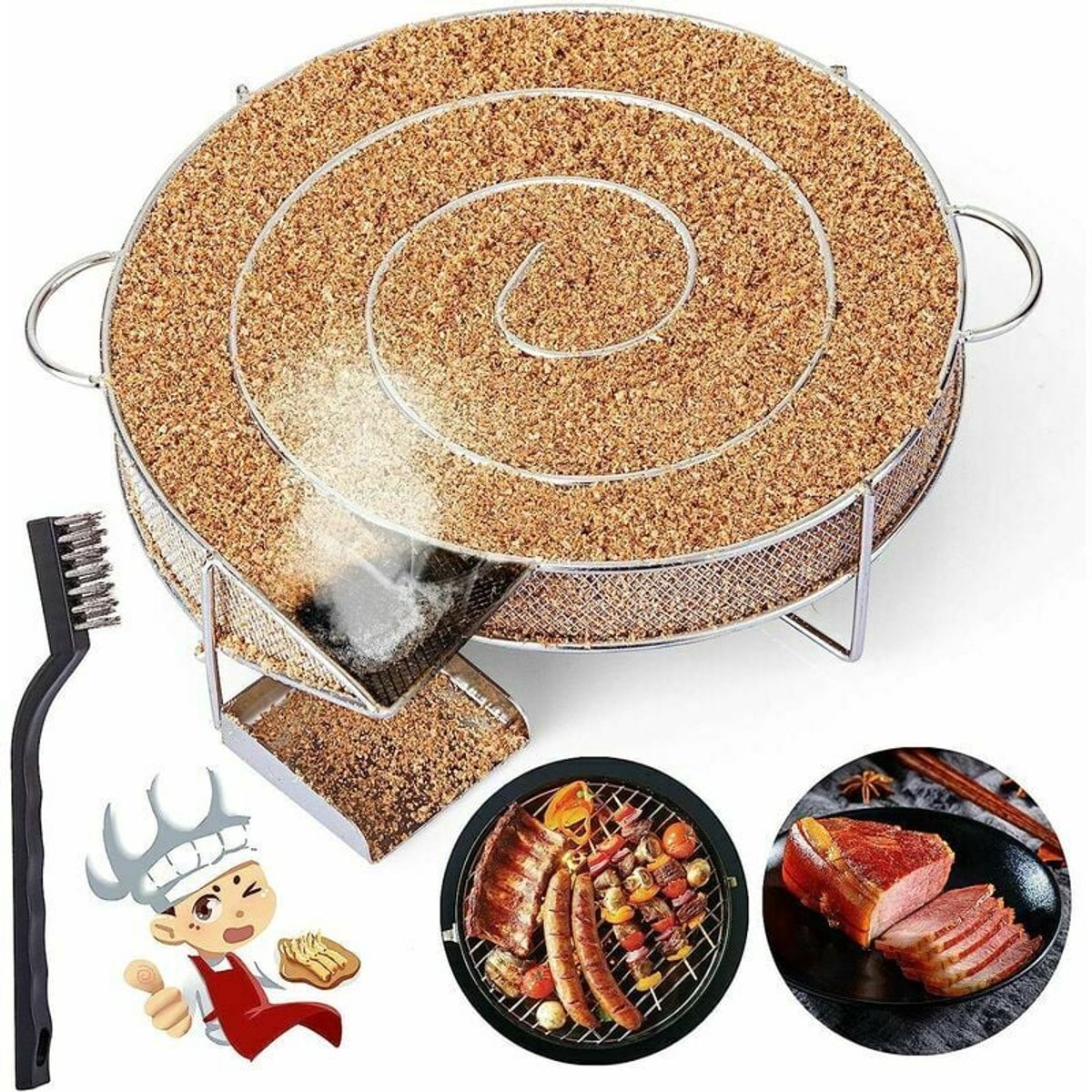 Cuhostki 1 Stuks Rooknetbox Rond Rvs Barbecue Roken Voedselveilig