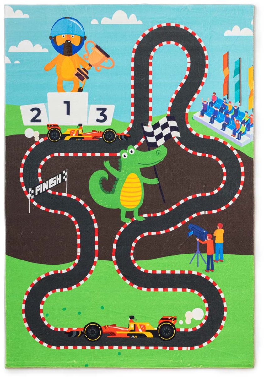 Wasbaar kindervloerkleed - Snugway Racing multi 80x150 cm