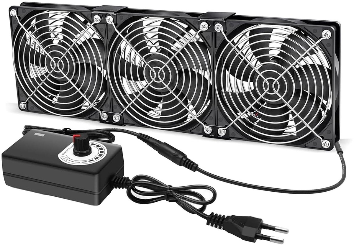 PC-ventilator 120 mm: computerventilator 12 V instelbare behuizingsventilator met snelheidsregeling voor pc, laptop, tv (3 x 120 mm)