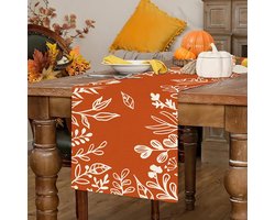 Tarklanda Tafelloper met oranje bladeren, herfstdecoratie, herfstbladeren, tafeldecoratie voor binnen en buiten, herfstfeest, wooncultuur, verjaardag, Thanksgiving, feest, 40 x 140 cm
