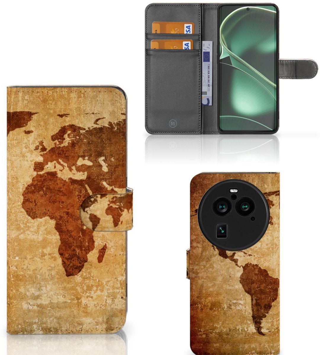 Book Case voor OPPO Find X6 Pro Flip Cover Wereldkaart