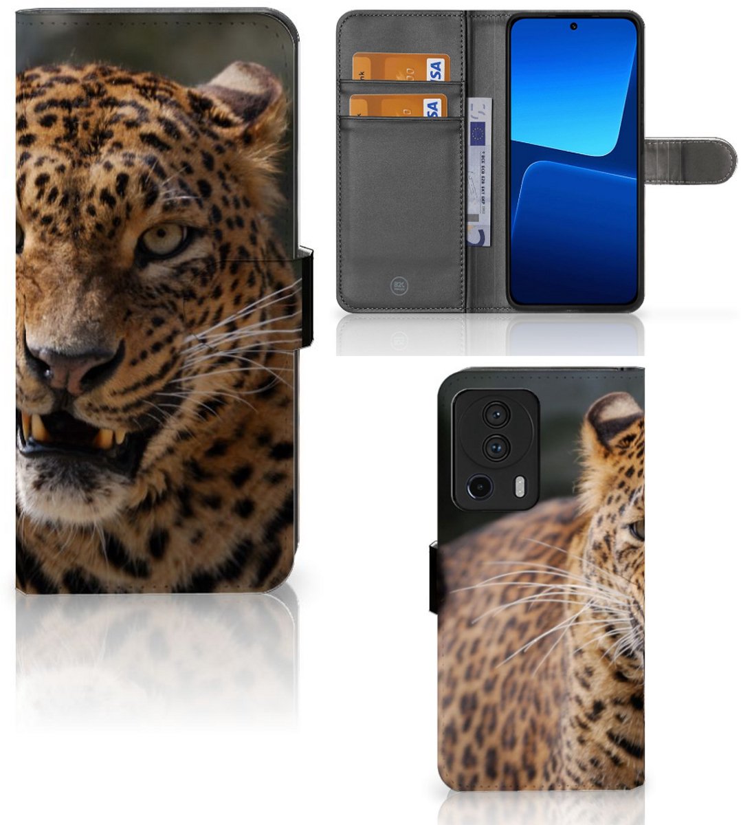 Xiaomi 13 Lite Telefoonhoesje met Pasjes Luipaard