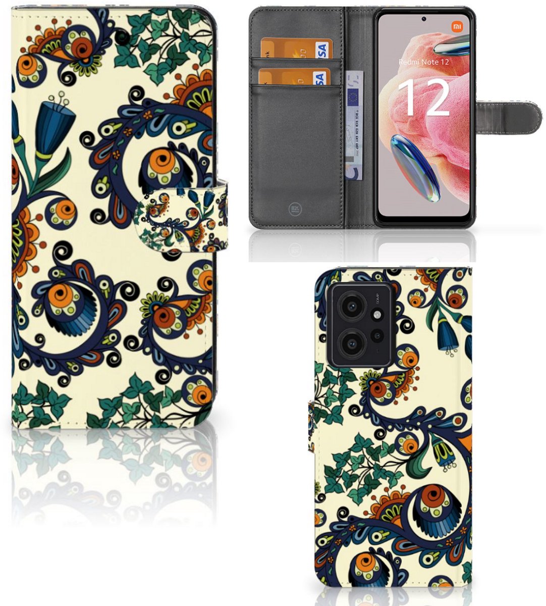 Wallet Case Xiaomi Redmi Note 12 4G Barok Flower