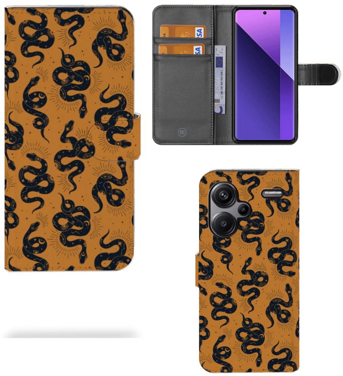 Telefoonhoesje met Pasjes voor Xiaomi Redmi Note 13 Pro Plus Snakes