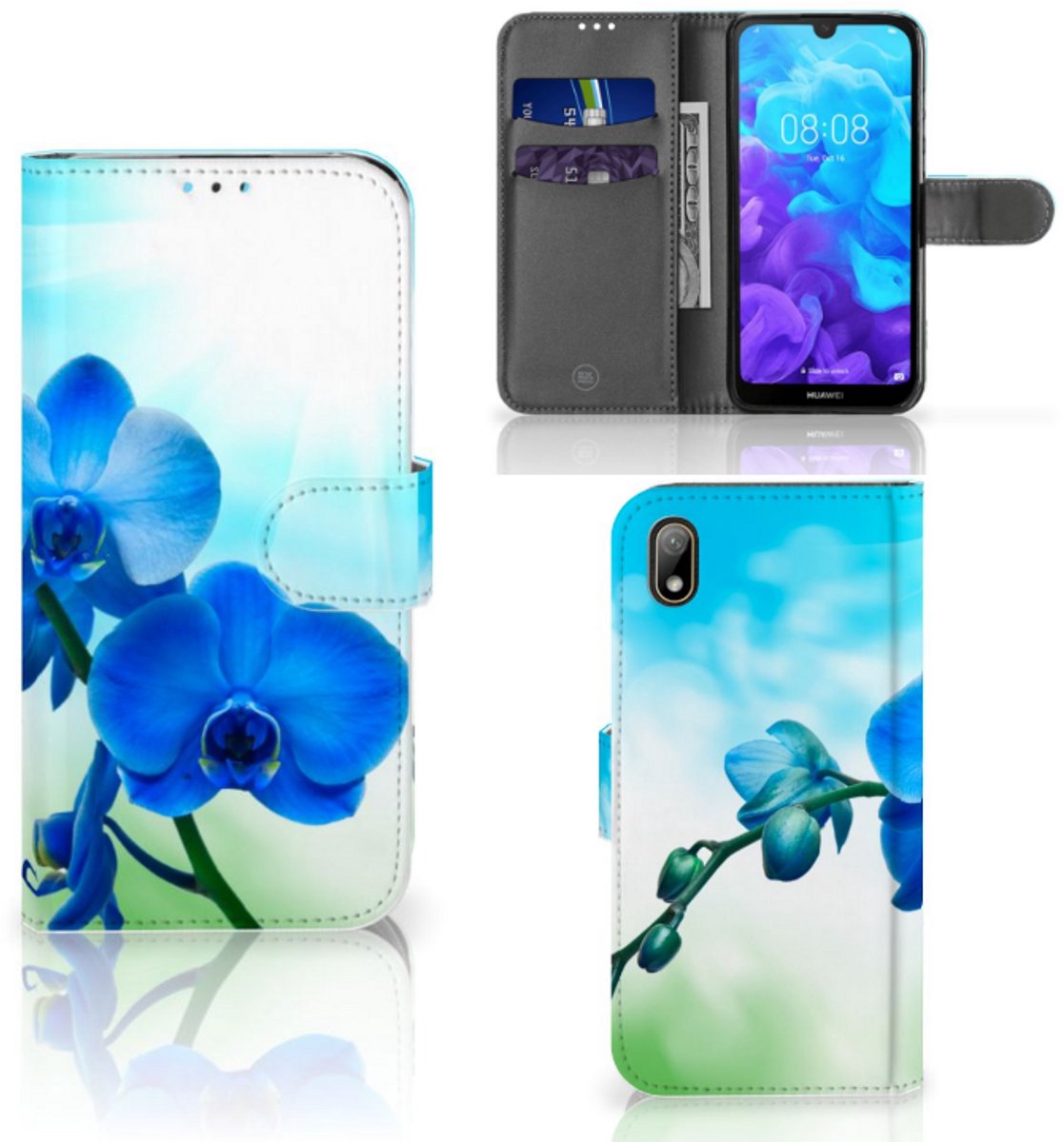 Huawei Y5 (2019) Hoesje Orchidee Blauw - Cadeau voor je Moeder