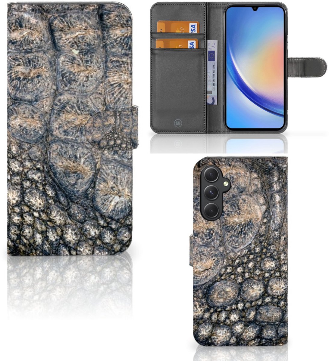 Samsung Galaxy A24 4G Telefoonhoesje met Pasjes Krokodillenprint